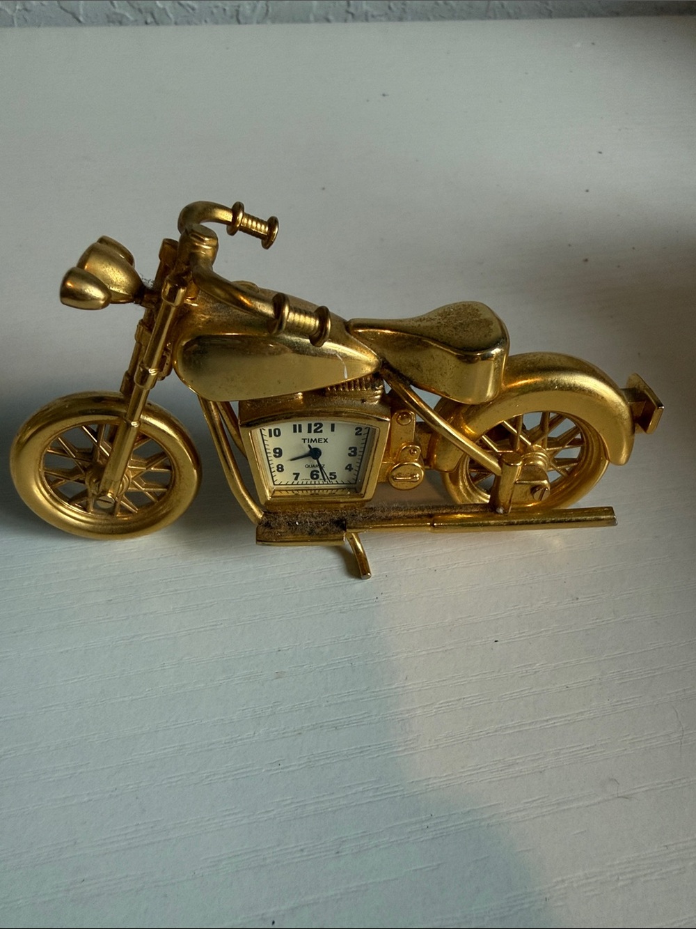 Timex Gold Motorcycle Desk Clock Accent